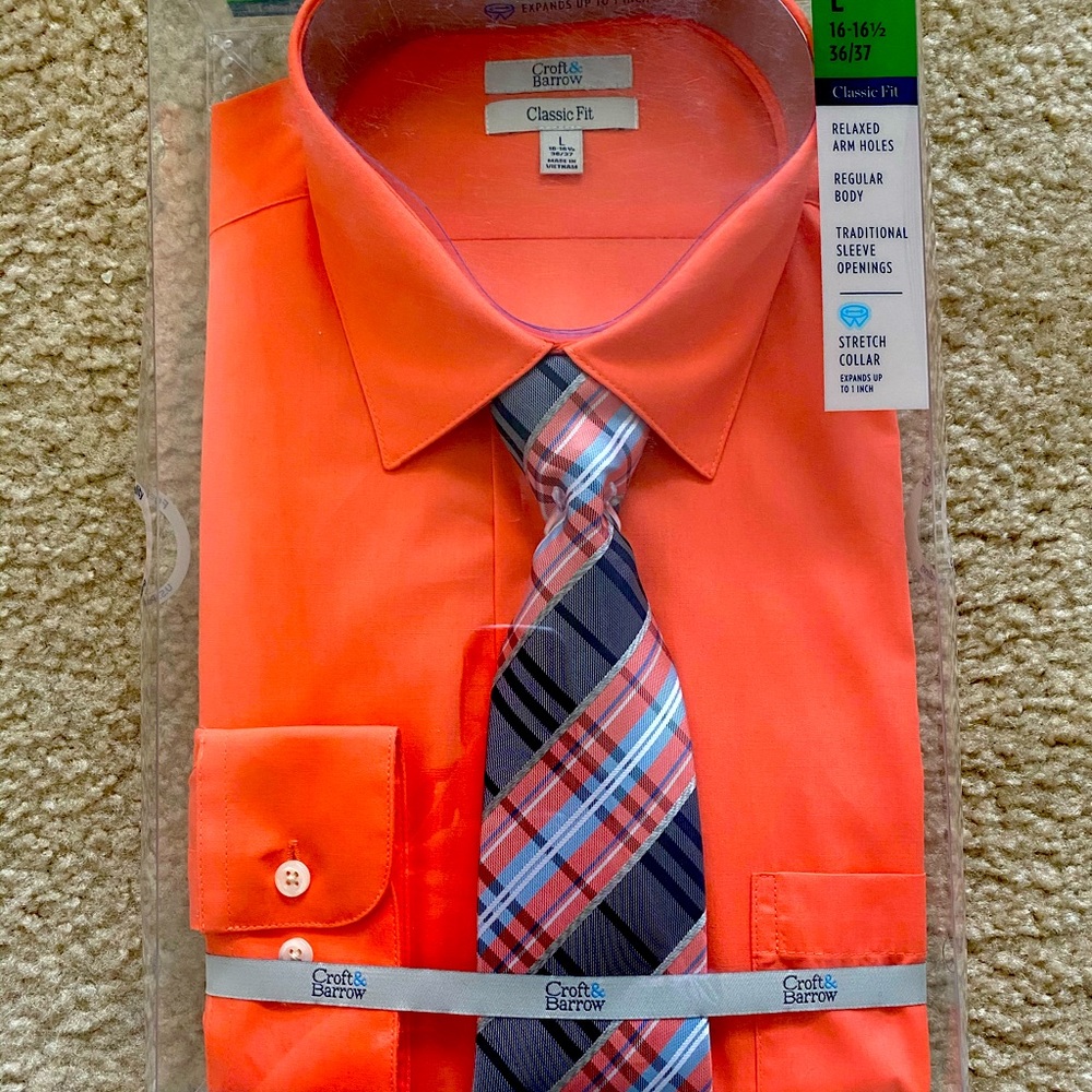 Croft & Barrow Classic Coral Medley Dress Shirt